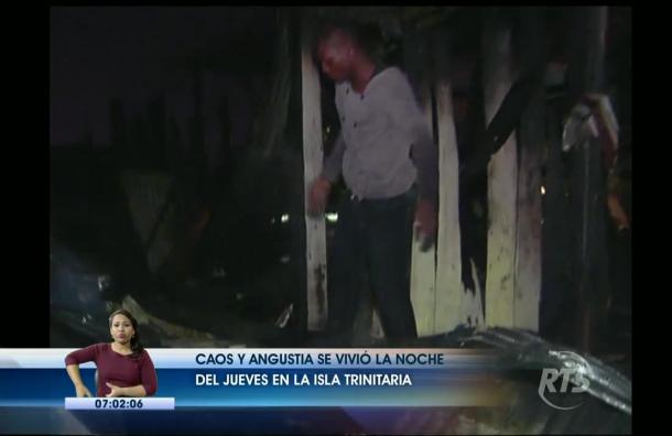 7 viviendas destruidas tras incendio en Isla Trinitaria esta madrugada
